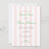 かわいらしピンクと白ストライプの結婚ブライダルシャワー 招待状 (正面)