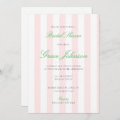 かわいらしピンクと白ストライプの結婚ブライダルシャワー 招待状 (正面/裏面)