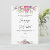 かわいらしピンクと薄紫の水色のチューリップフローラ 招待状 (スタンド正面)