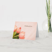 かわいらしピンクのシンプルチューリップのフローラ考えるの皆さん カード (正面)