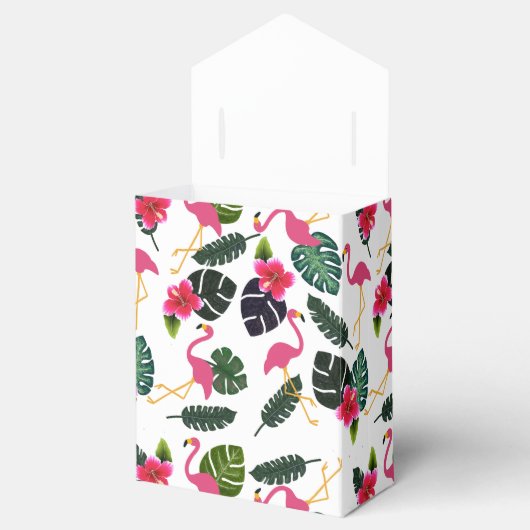 かわいらしピンクのフラミンゴと花 フェイバーボックス (オープン)