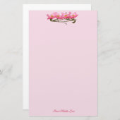 かわいらしピンクのポピー縁どフの写真カスタム 便箋 (正面/裏面)