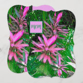 かわいらしピンクの熱帯植物とヤシ葉 (正面/裏面)