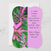 かわいらしピンクの熱帯植物とヤシ葉 (裏面)