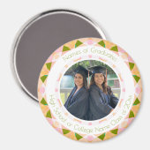 かわいらしピンクの緑の最高の友達の卒業祝い マグネット (正面/裏面)