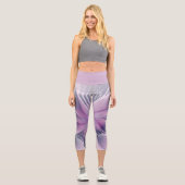 かわいらしピンクの花モダン抽象芸術 カプリレギンス (正面)