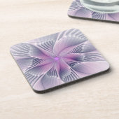 かわいらしピンクの花モダン抽象芸術 コースター (左側)