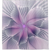 かわいらしピンクの花モダン抽象芸術 シャワーカーテン (正面)