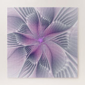 かわいらしピンクの花モダン抽象芸術 ジグソーパズル (横)