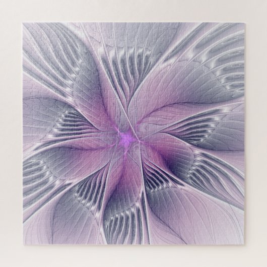 かわいらしピンクの花モダン抽象芸術 ジグソーパズル (縦)