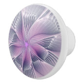 かわいらしピンクの花モダン抽象芸術 セラミックノブ (右)