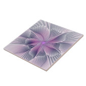 かわいらしピンクの花モダン抽象芸術 タイル (側面)