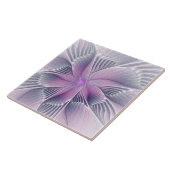 かわいらしピンクの花モダン抽象芸術 タイル (側面)