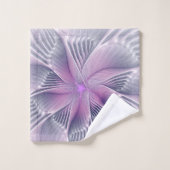 かわいらしピンクの花モダン抽象芸術 バスタオルセット (ウォッシュタオル)