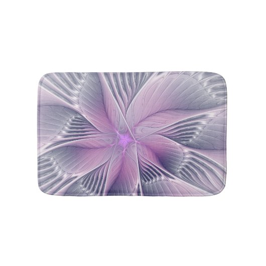 かわいらしピンクの花モダン抽象芸術 バスマット (正面)