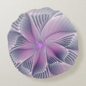 かわいらしピンクの花モダン抽象芸術 ラウンドクッション (裏面)