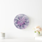 かわいらしピンクの花モダン抽象芸術 ラウンド壁時計 (ホーム)