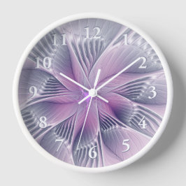 かわいらしピンクの花モダン抽象芸術 壁時計