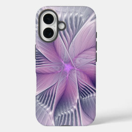 かわいらしピンクの花モダン抽象芸術 iPhone 16ケース