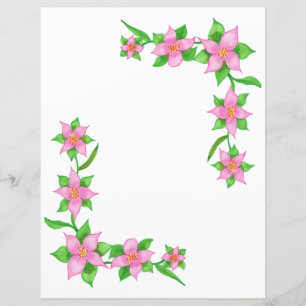 かわいらしピンクの花縁どのスクラップブック紙