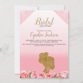 かわいらしピンクアフリカンアメリカンブライドブライダルシャワー 招待状 (正面)