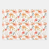 かわいらしピンクアンドピーチウォーターフローラ ラッピングペーパーシート (正面3)