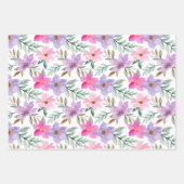 かわいらしピンクアンドピーチウォーターフローラ ラッピングペーパーシート (正面2)