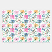 かわいらしピンクアンドピーチウォーターフローラ ラッピングペーパーシート (正面)