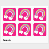 かわいらしピンクカラフルレインボー スクエアシール (シート)