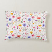 かわいらしピンクカラフルワイルドフラワーパターンママ アクセントクッション (裏面)