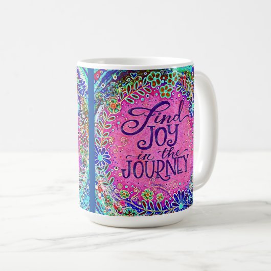 かわいらしピンクジョイinザジャーニー引用文インスピレーション コーヒーマグカップ (正面右)