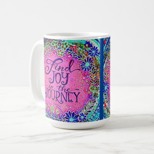 かわいらしピンクジョイinザジャーニー引用文インスピレーション コーヒーマグカップ (正面左)