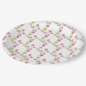 かわいらしピンクスイートピーフラワーアート ペーパープレート (アングル)