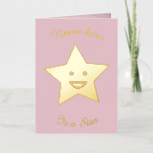 かわいらしピンクスターカスタム 箔グリーティングカード (正面)