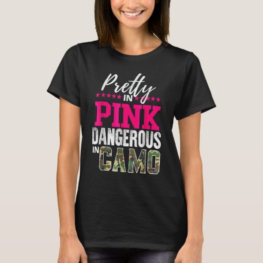 かわいらしピンクスD.anguousの迷彩柄狩り女の子 Tシャツ (正面)