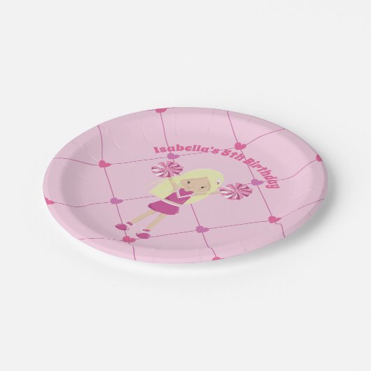 かわいらしピンクチアリーカスタムダー子供の誕生日パーティー ペーパープレート (アングル)