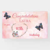 かわいらしピンクハッピー105誕生日 横断幕 (横)