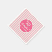 かわいらしピンクパストライプステル70誕生日 スタンダードカクテルナプキン (角)