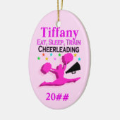 かわいらしピンクパーソナライズされたと日付オーナメント セラミックオーナメント (左)