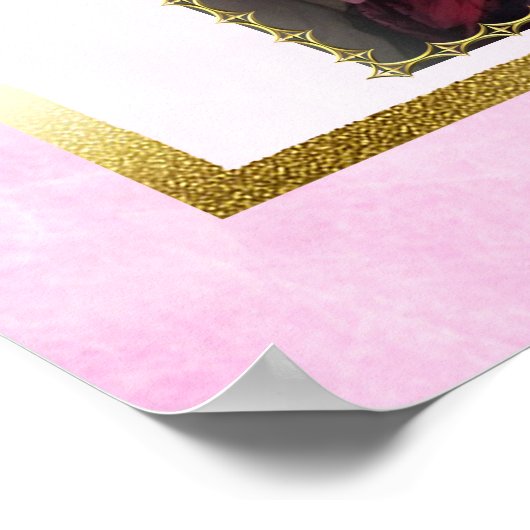 かわいらしピンクパーソナライズされたユニコーン虹のバナー ポスター (角)