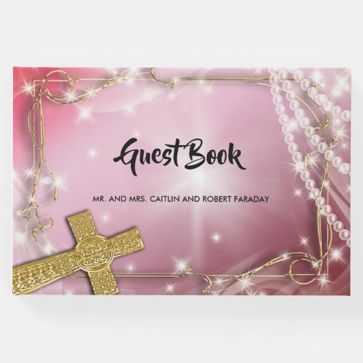かわいらしピンクパールクロス ゲストブック (正面)