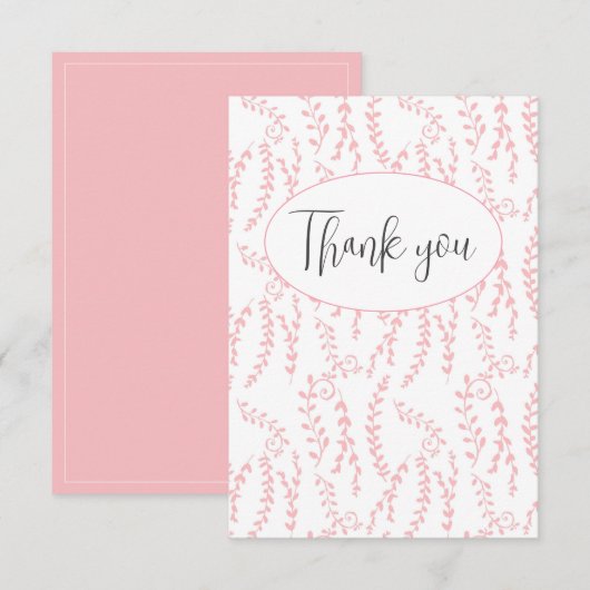 かわいらしピンクフェミニンフラットサンキューカード サンキューカード (正面/裏面)