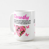 かわいらしピンクフローラパーソナライズされたエレミヤ29:11 コーヒーマグカップ (正面左)