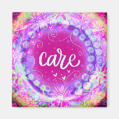 かわいらしピンクフローラ気に 感動的 マグネット (正面)