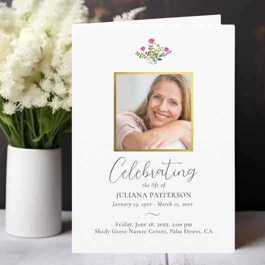 かわいらしピンクフローラ葬儀写真順番 プログラム