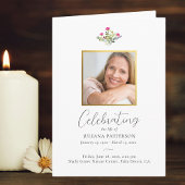 かわいらしピンクフローラ葬儀写真順番 プログラム