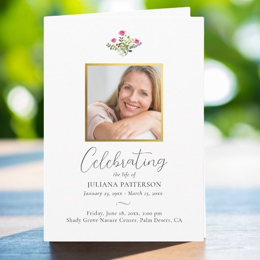 かわいらしピンクフローラ葬儀写真順番 プログラム