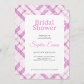 かわいらしピンクプレ縁どイ白ブライダルシャワー 招待状 (正面/裏面)