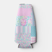 かわいらしピンクロフェイクーズパッチワークボトルクール ボトルクーラー (正面)