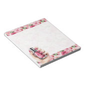 かわいらしピンクローズフローラハンド爪、 ネイルポーランド ノートパッド (アングル)